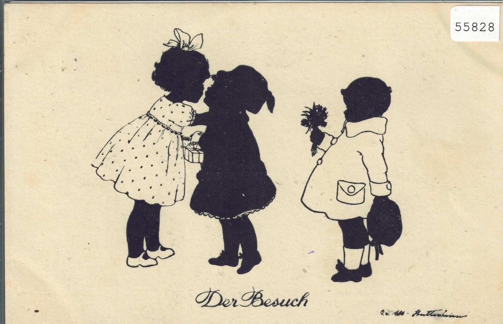 Ansichtskarten: Der Besuch - Schattenbild Ov. Alt-Stutterheim – Gebraucht aus Ettingen von Kartenplanet