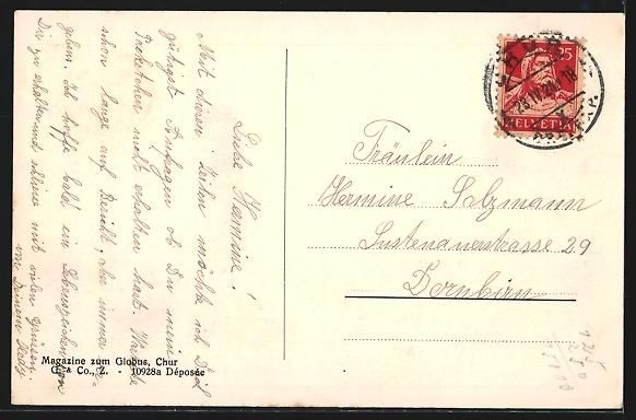 Cartoline postali: AK Chur, Postgebäude, 1924 – Usato da Berlin venduto da bartko-reher 1