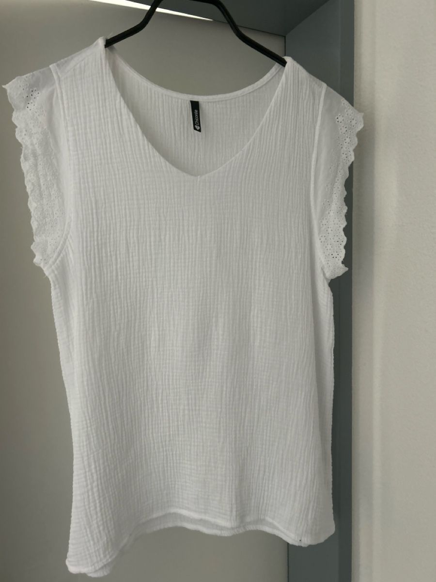 Blusen: Kurzarm-Bluse von Chicoree, Grösse S, weiss – Neu (gemäss Beschreibung) aus Erlinsbach SO von hallon480