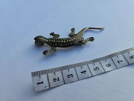 Brosche mit Zirkonia Eidechse