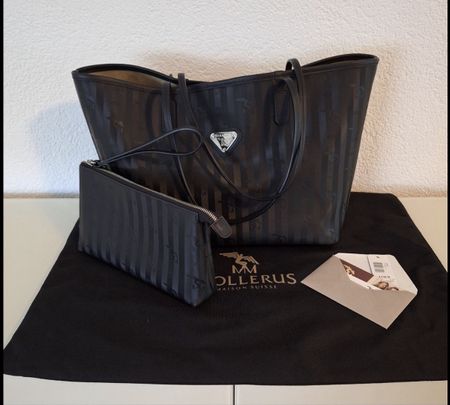 Mollersus Tote Bag und Pochette Schwarz mit Muster guter Zus