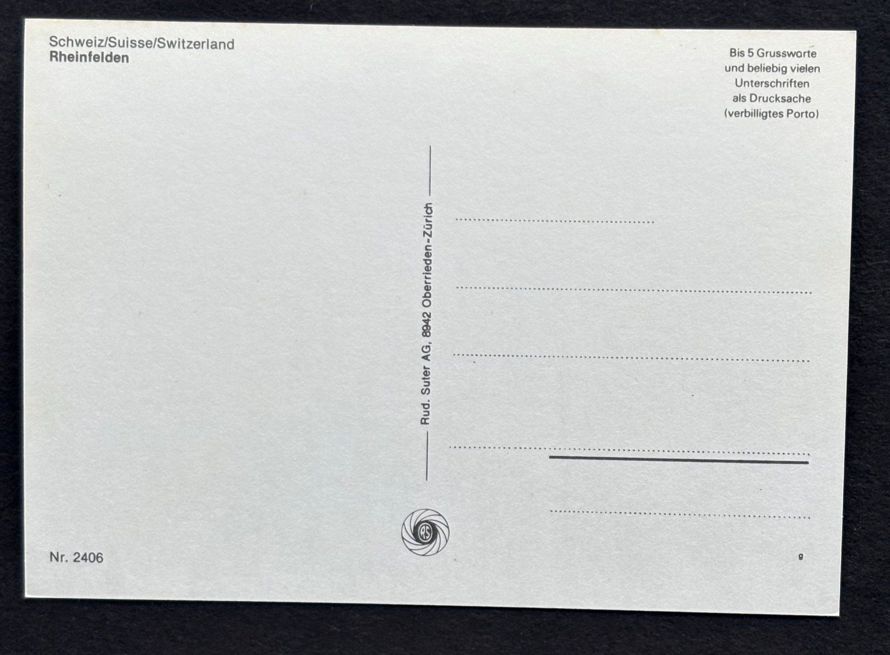 Cartoline postali: ANSICHTSKARTE RHEINFELDEN – Usato da Ostermundigen venduto da crazy-horse-1840 1