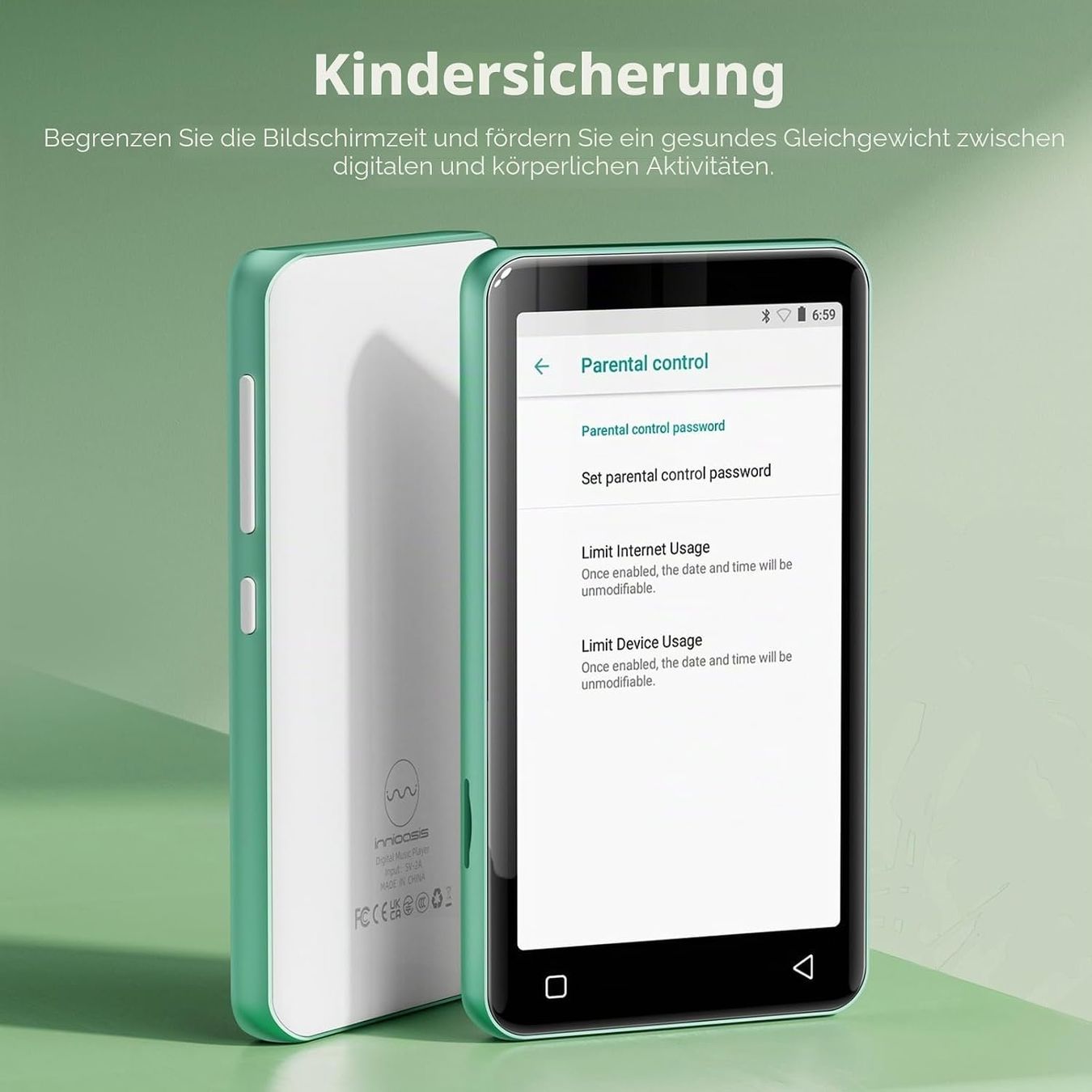 Tragbarer Mediaplayer: MP3-Player mit Bluetooth und WLAN 4" Touchscreen HiFi Grün – Neu und originalverpackt aus Schaffhausen von Alvora 3