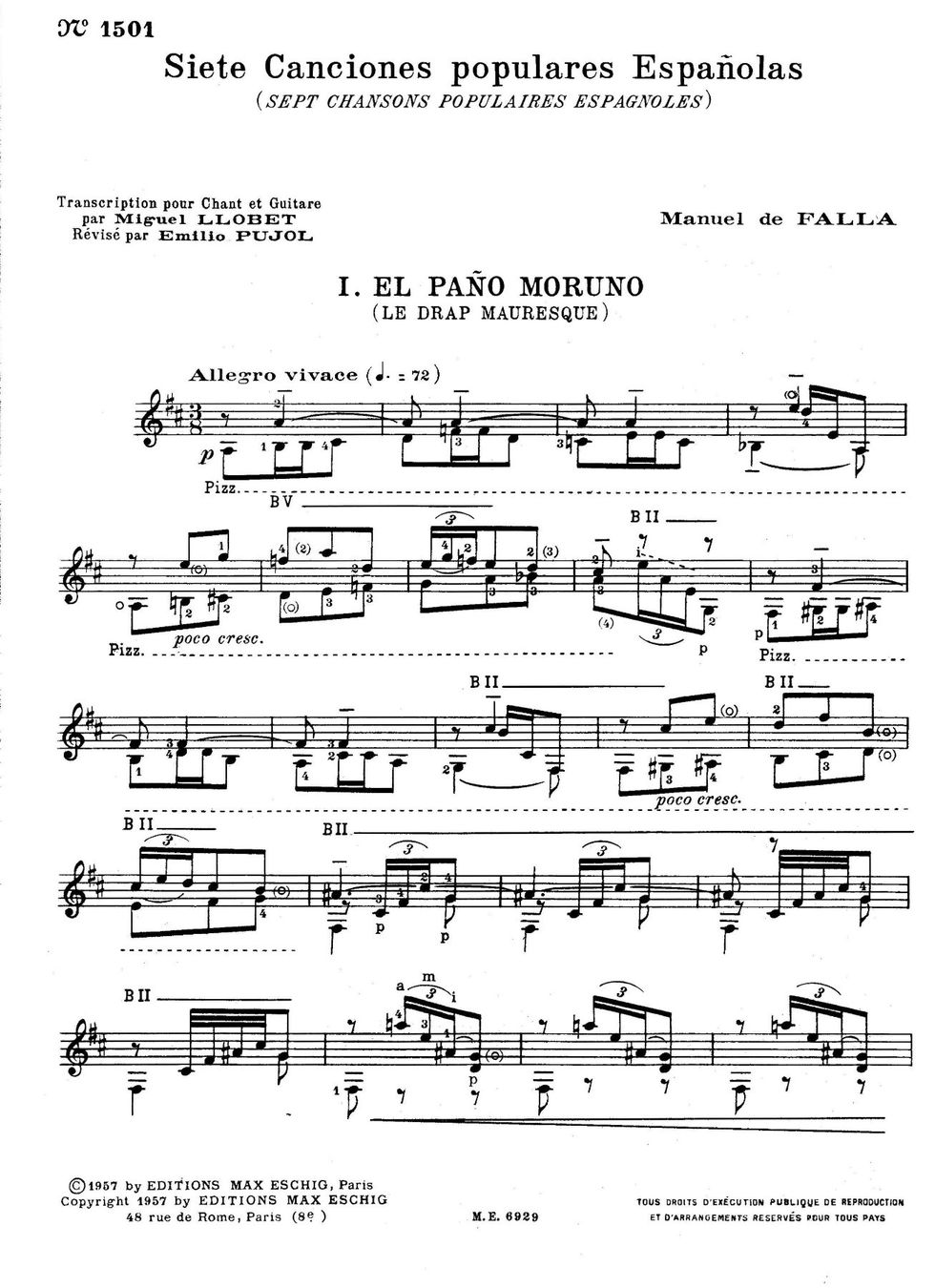 Bücher: Canciones populares Espaîiolas - Manuel de Falla – Gebraucht aus St-Blaise von partita-ch 1