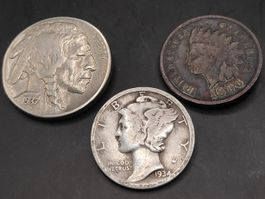 3 Münzen USA (1x Silber)