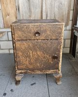  Antiker Nachttisch Schublade und Tür Holz.