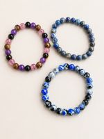 3er-Set Keramikperlen-Armbänder – Blau & Violett – neu