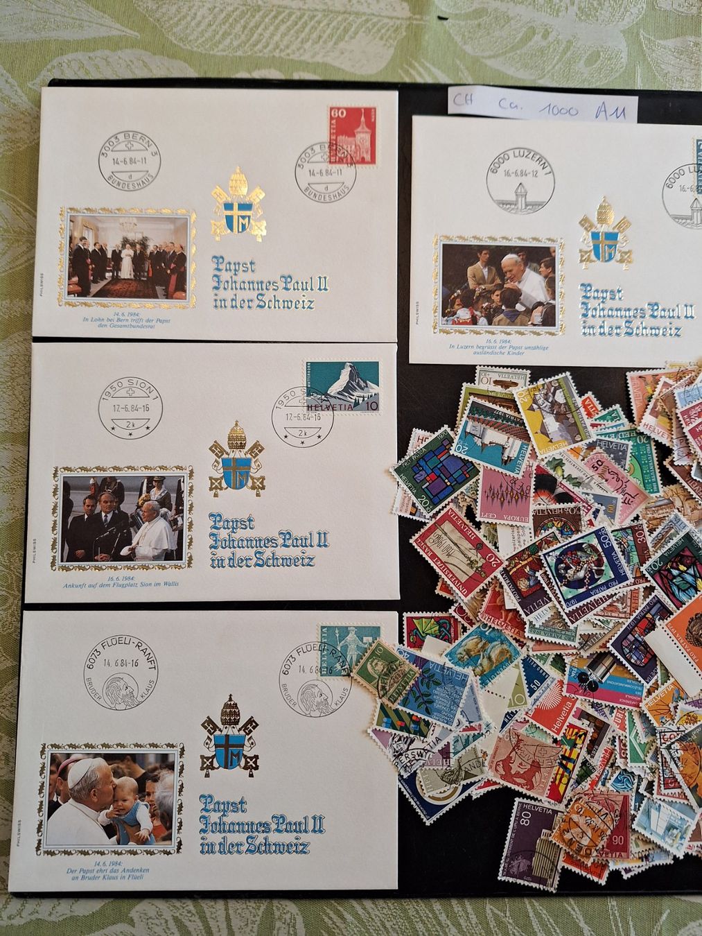Alle Briefmarken: CH- ca. 1000 und 4 Briefe dazu (A11) – Gebraucht aus Genolier von Antoine30 1