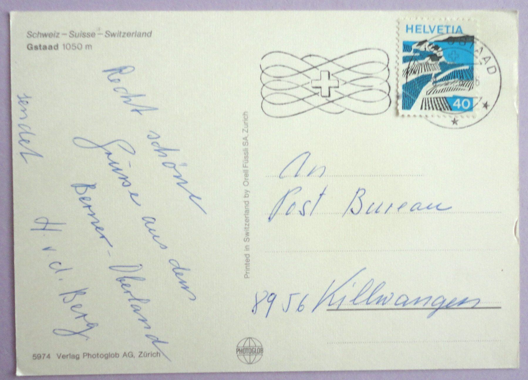 Cartoline postali: Gstaad 1050 m – Usato da Fétigny venduto da Billy2miny 1