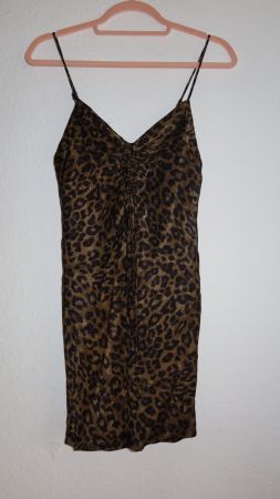 Süsses Leo-Kleid mit Raffung, Sommerkleid Gr. S