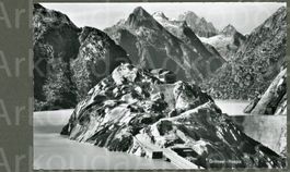 AK sw Grimsel BE Hospiz, Stempeli „Bazar Edelweiss“ ≈ 1960