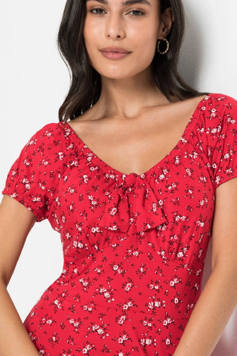 Kleider: Sommerkleid rot Blumenmuster von Bonprix – Neu (gemäss Beschreibung) aus Luzern von Fledermaus82 2