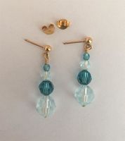 Boucles oreilles Ag doré & Swarovski aqua /Ohrstecker Silber