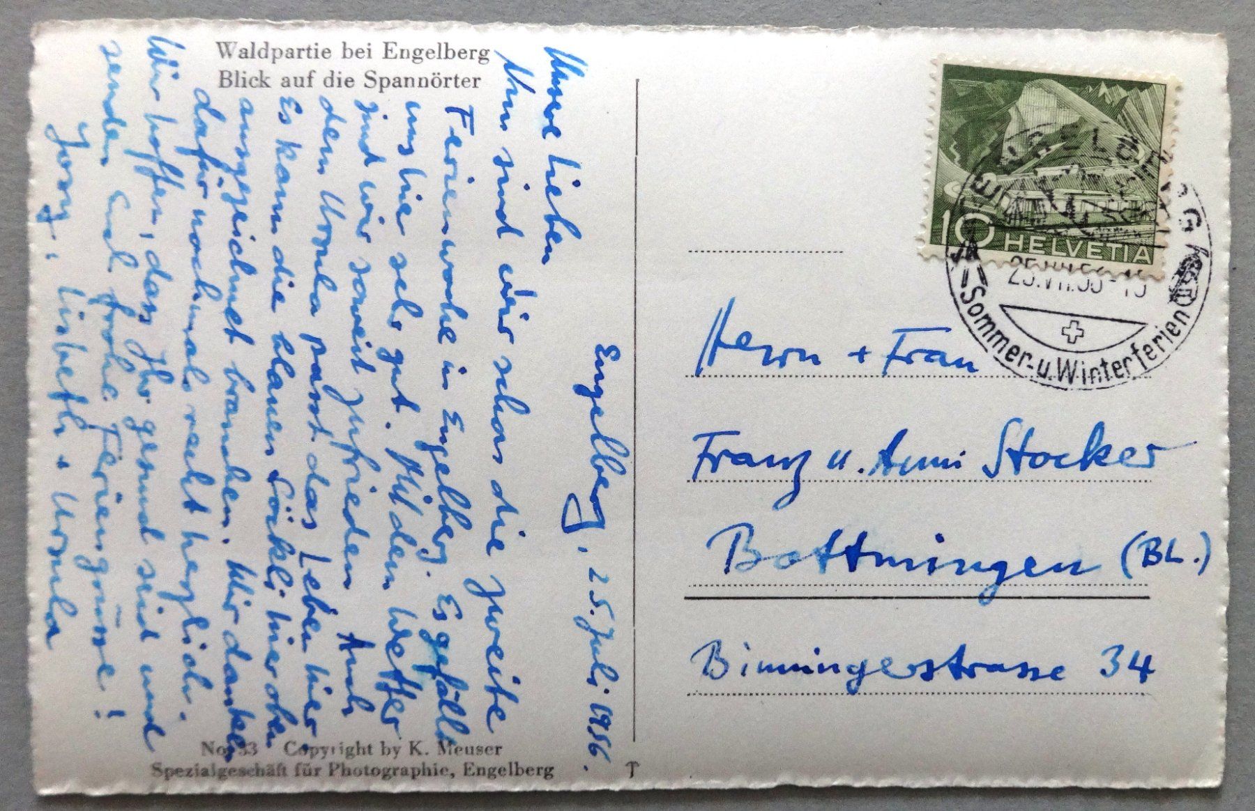 Cartes postales: Waldpartie bei Engelberg – Défectueux à Fétigny par Billy2miny 1
