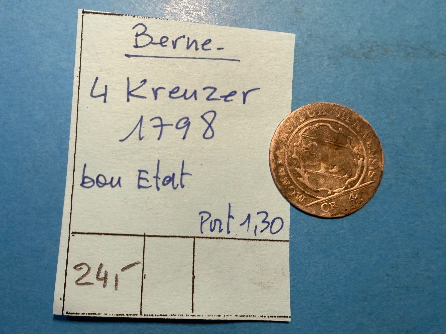 Tutti le monete: BERNE : 4 KREUZER 1798 - bon état – Usato da genève venduto da GEnumist