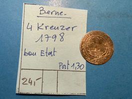 BERNE : 4 KREUZER 1798 - bon état