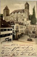 Alte AK  von Rapperswil mit Hauptplatz u.Schloss. 1900