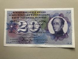 Alte 20 Fr. Note 5. Jan. 1970 ungefaltet