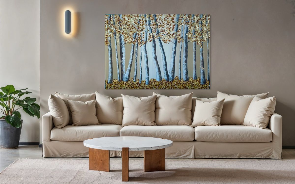 Dipinti: «Golden Forest » Extra Large Landscape – Nuovo e nell'imballaggio originale da Uznach venduto da Spillmannkunst43 3