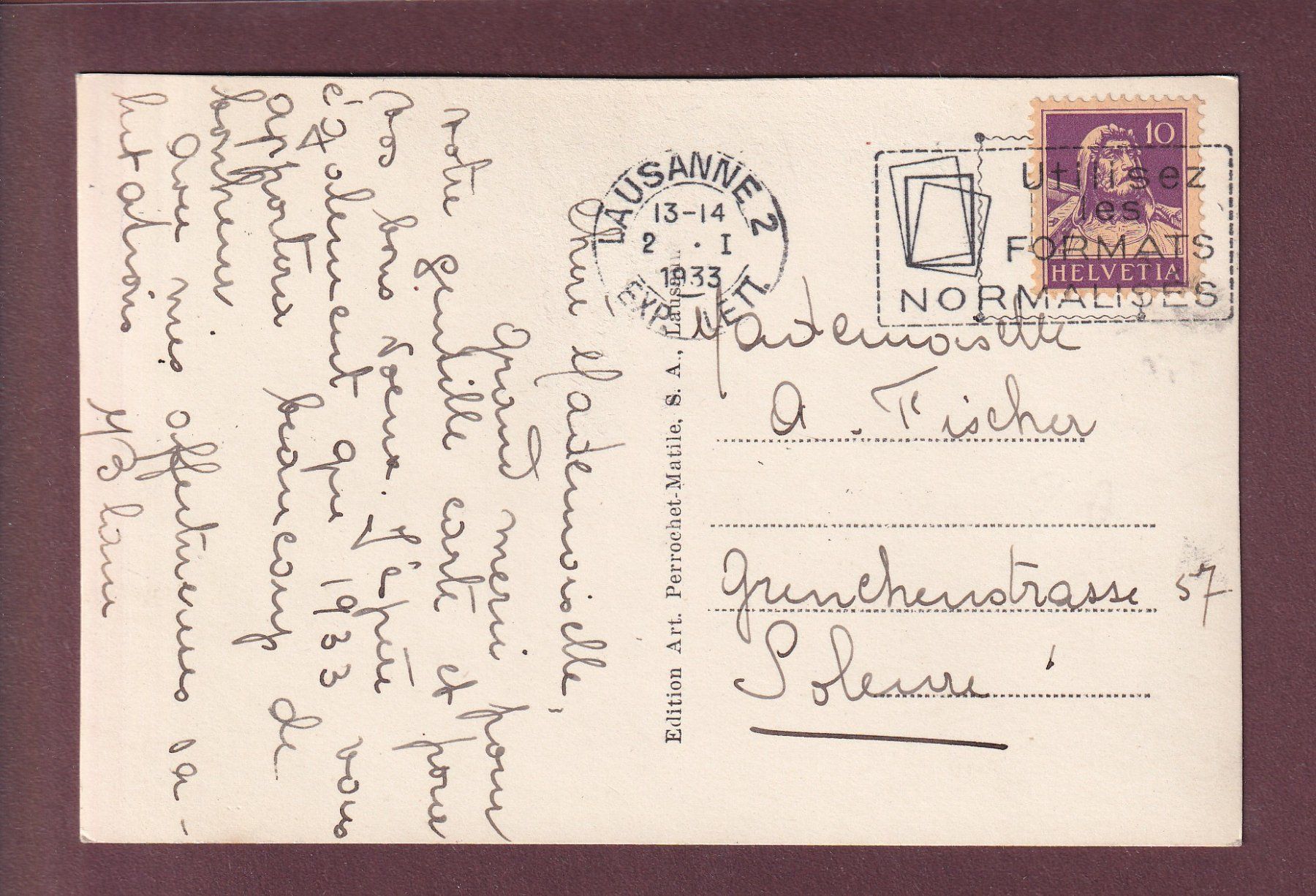 Cartes postales: LAUSANNE - Avenue Juste Olivier - 1933 – D'occasion à Pully par nicecards 1