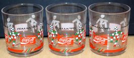 3 Coca-Cola Whisky Gläser Fußball WM 1990 Italien