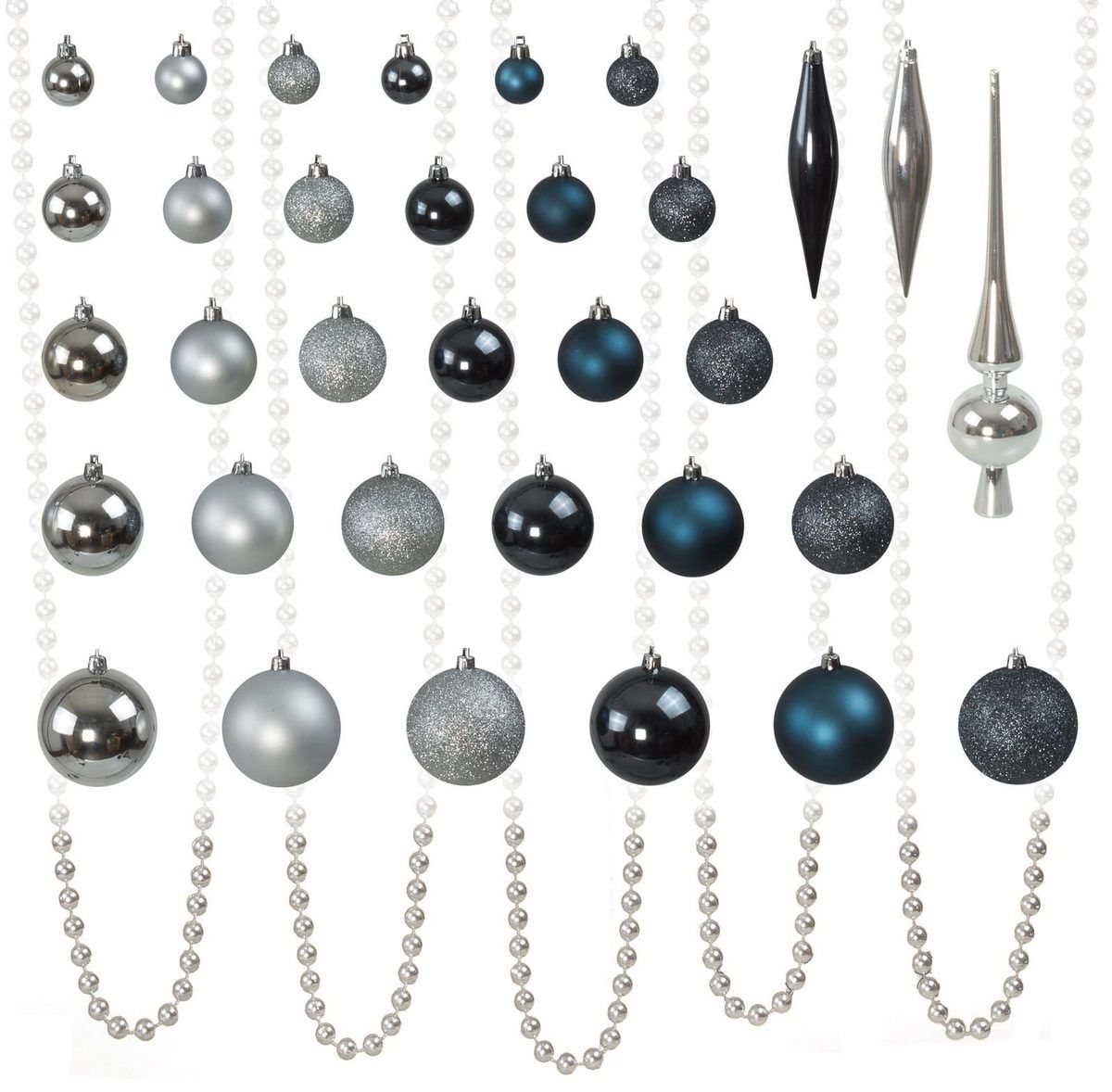 Tutte le decorazioni: Riesen Weihnachtskugelset 130 tlg Silber/Stahlblau – Nuovo e nell'imballaggio originale da Basel venduto da Seifehuesli 3
