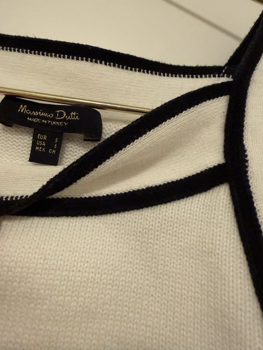 Massimo Dutti Top: Massimo Dutti Top, weiss mit schwarzen Details, Gr. S – Usato da Perlen venduto da b.b10 1