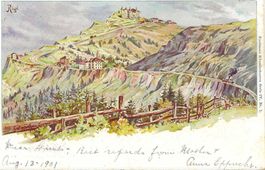 Rigi First + Kulm Rigi Dampflokomotive Künstlerkarte 1901 SZ