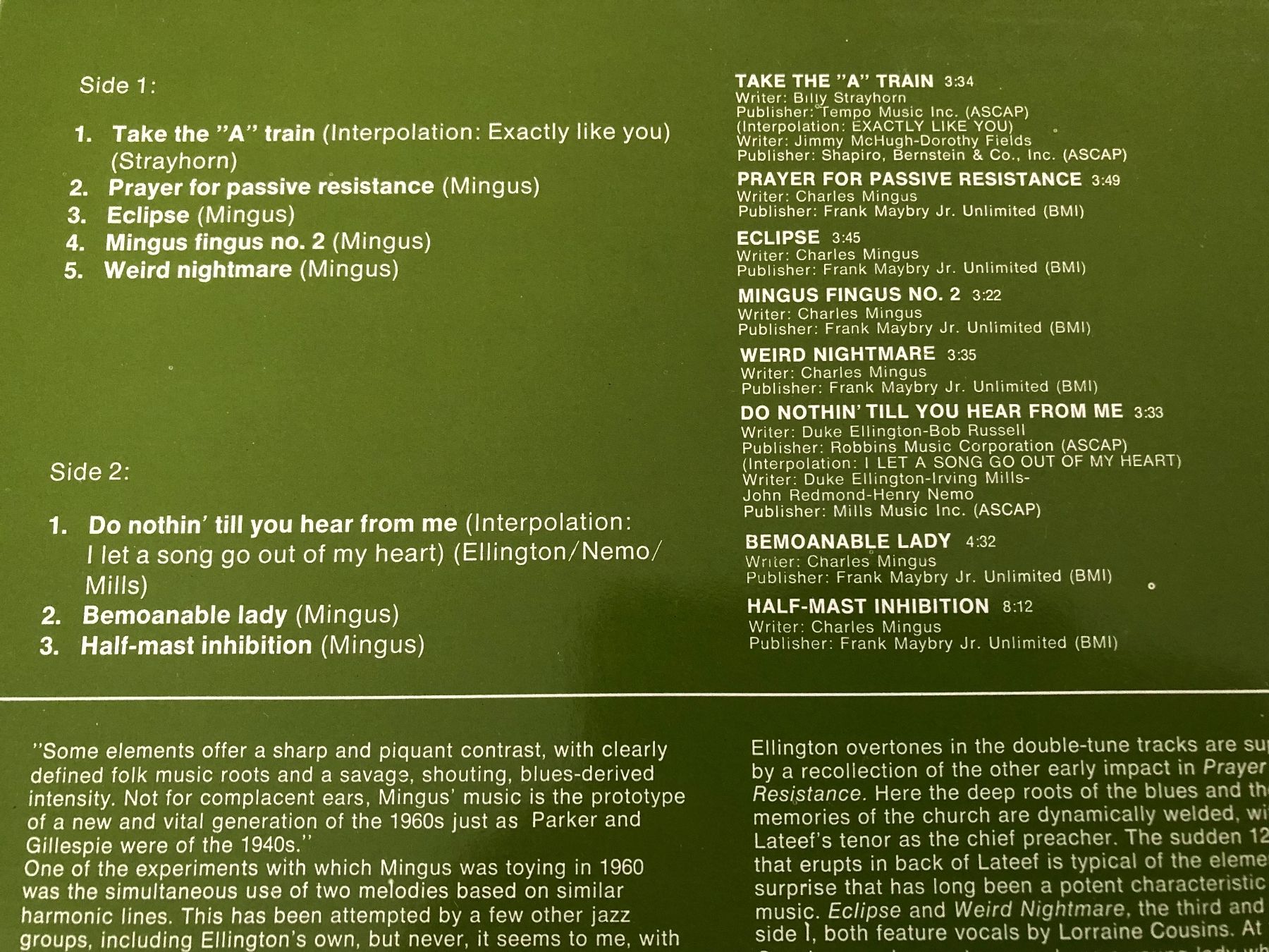 Schallplatten: Charlie Mingus pre-bird – Gebraucht aus Thierachern von Dotilaso 1