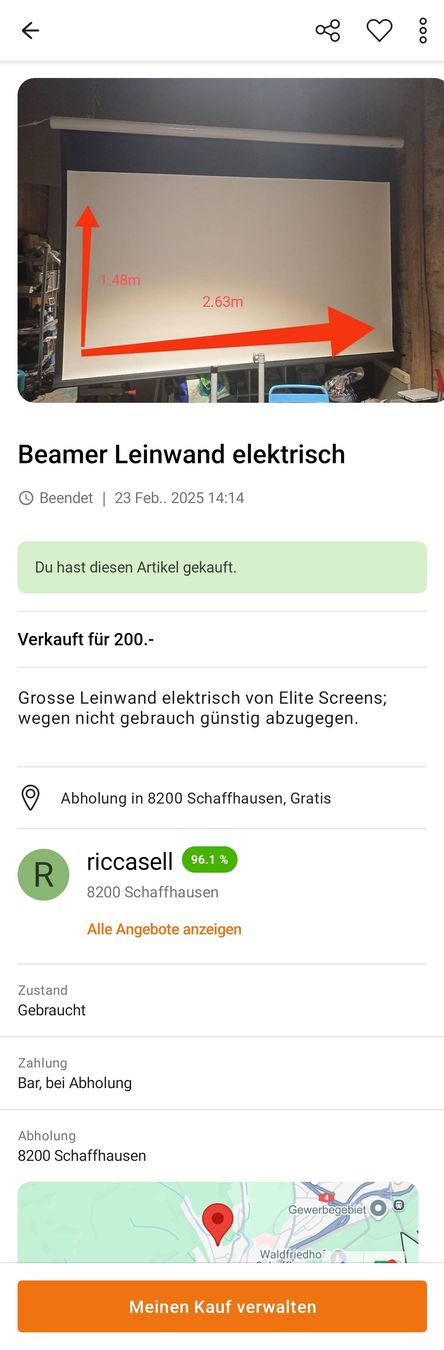 Proiettori: Elektronische Leinwand – Difettoso da Zuchwil venduto da vipper88er