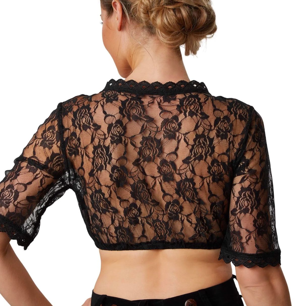 Costumi: neue Dirndlbluse schwarz Grösse L – Nuovo e nell'imballaggio originale da Necker venduto da liq24 2