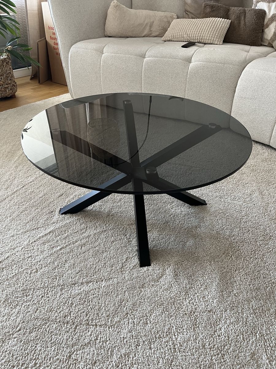 Tische: Table basse ronde plateau verre noir – Gebraucht aus Monthey von arno_45