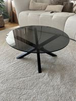 Table basse ronde plateau verre noir