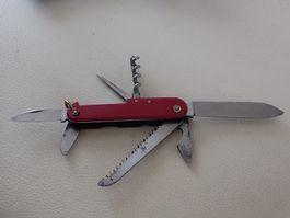 Taschenmesser rot Inox mit Säge gebraucht 1950-1980