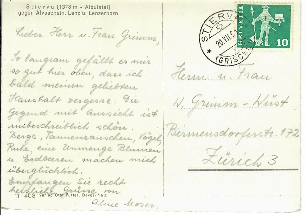 Cartoline postali: Stierva – Usato da Hochdorf venduto da Ziegel-16 1