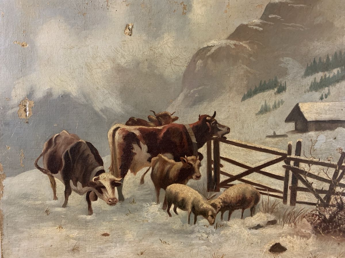 Gemälde: Kühe auf der Alp 19.JH – Defekt aus Wolfhalden von SecondAntique 1