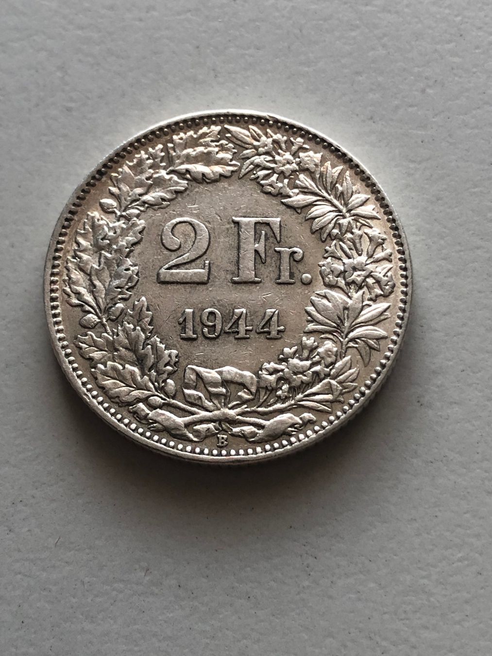 Alle Münzen: 2 Fr. 1944 – Gebraucht aus Schötz von Odpa