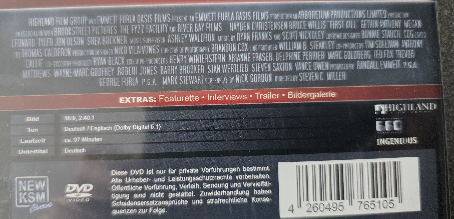 Alle DVDs: DVD First Kill / Bruce Willis – Gebraucht aus Oetwil am See von fineli2 1