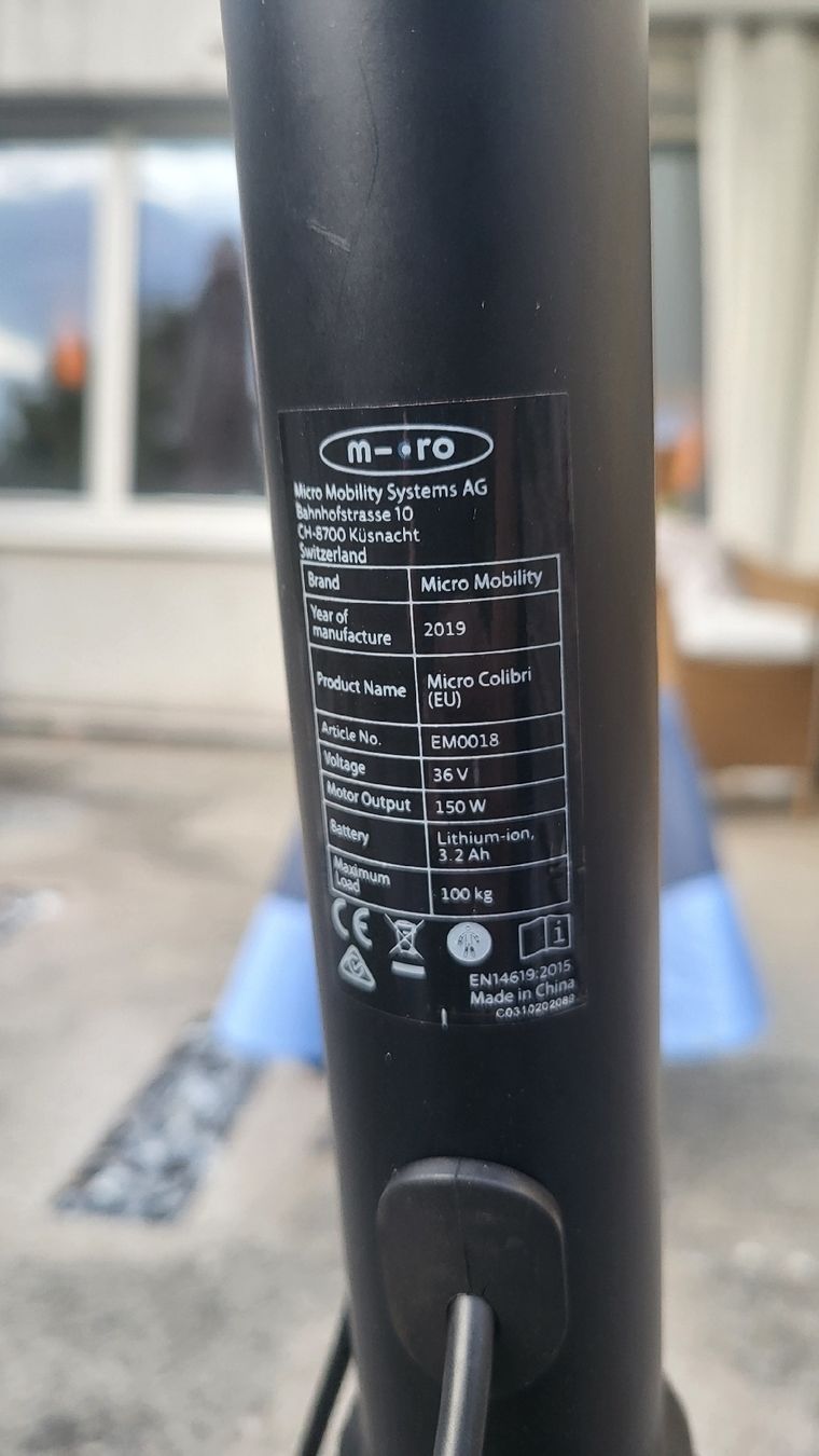 Micro Kickboard: Micro Colibri - E-Scooter, in gutem Zustand – Usato da Zürich venduto da julianfr 3