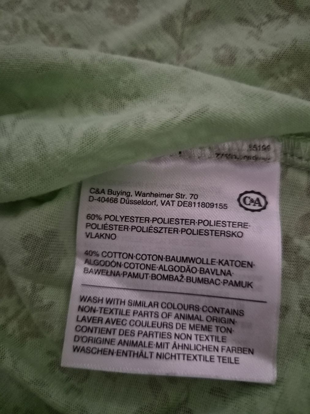 C&A T-Shirts: T-Shirt Hellgrün gemustert Grösse M C&A The Basics – Gebraucht aus Mumpf von Fabis_Shop 3
