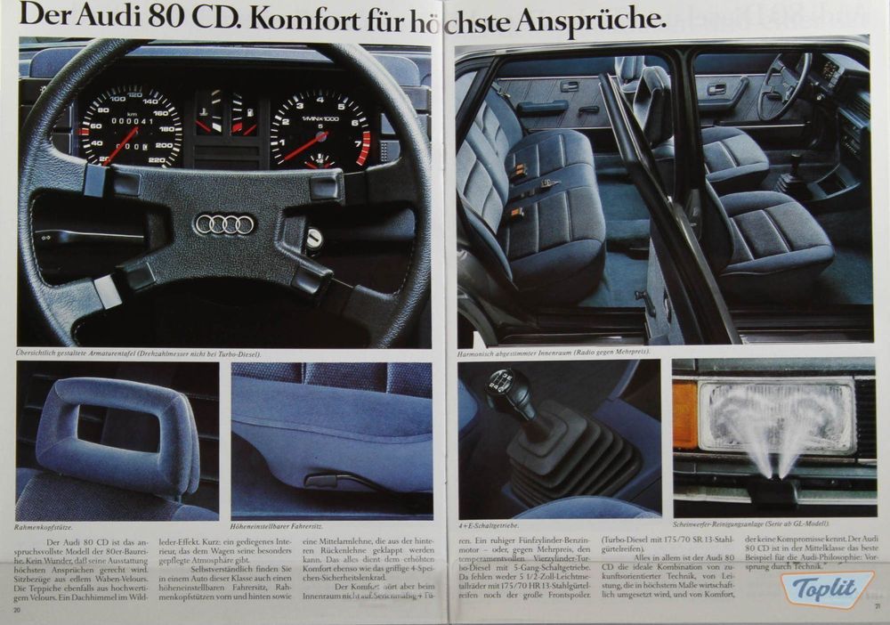 PROSPEKT AUDI 80 B2-C/CL/GL/CD/GTE 1984