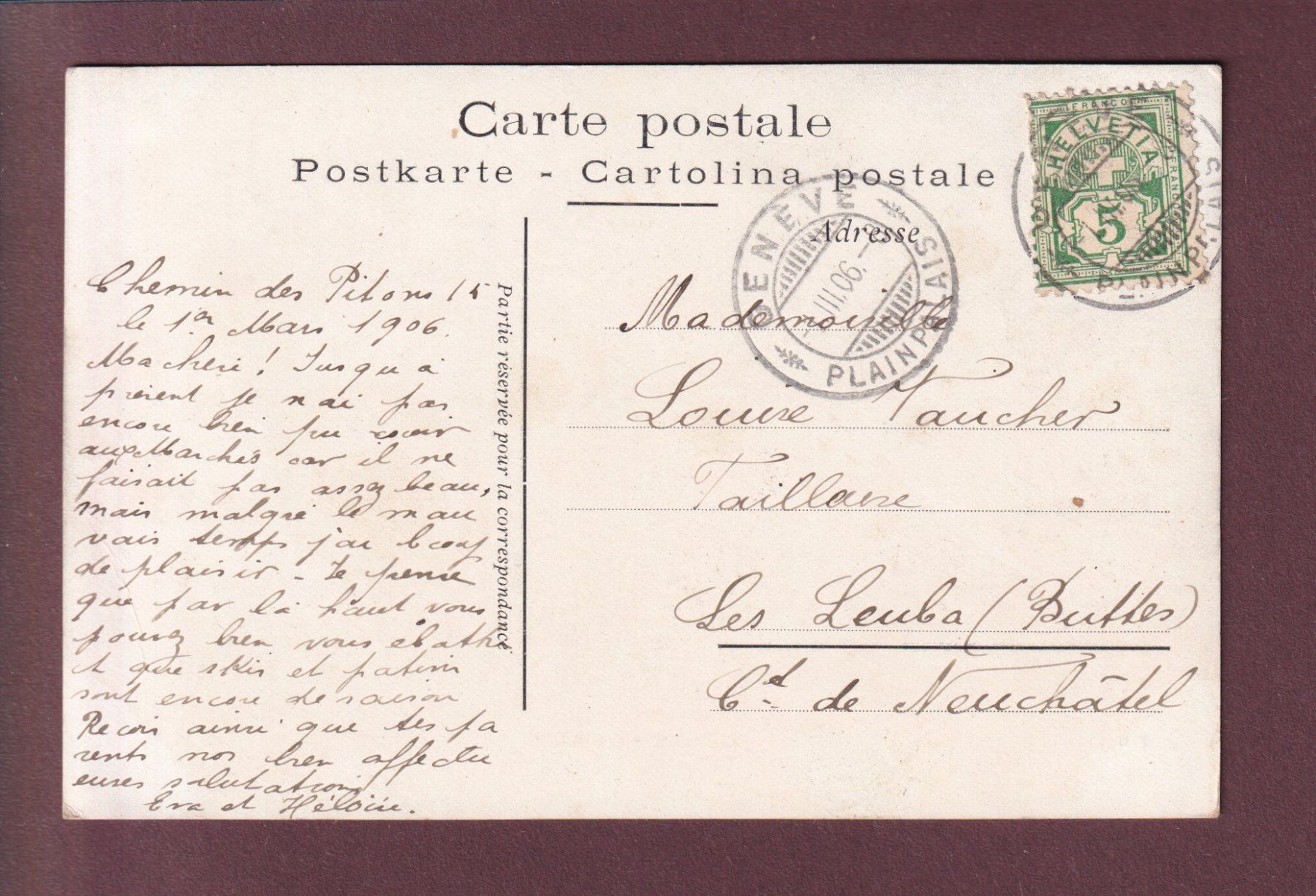 Cartoline postali: GENEVE - Gare - Tram - 1906 – Usato da Pully venduto da nicecards 1