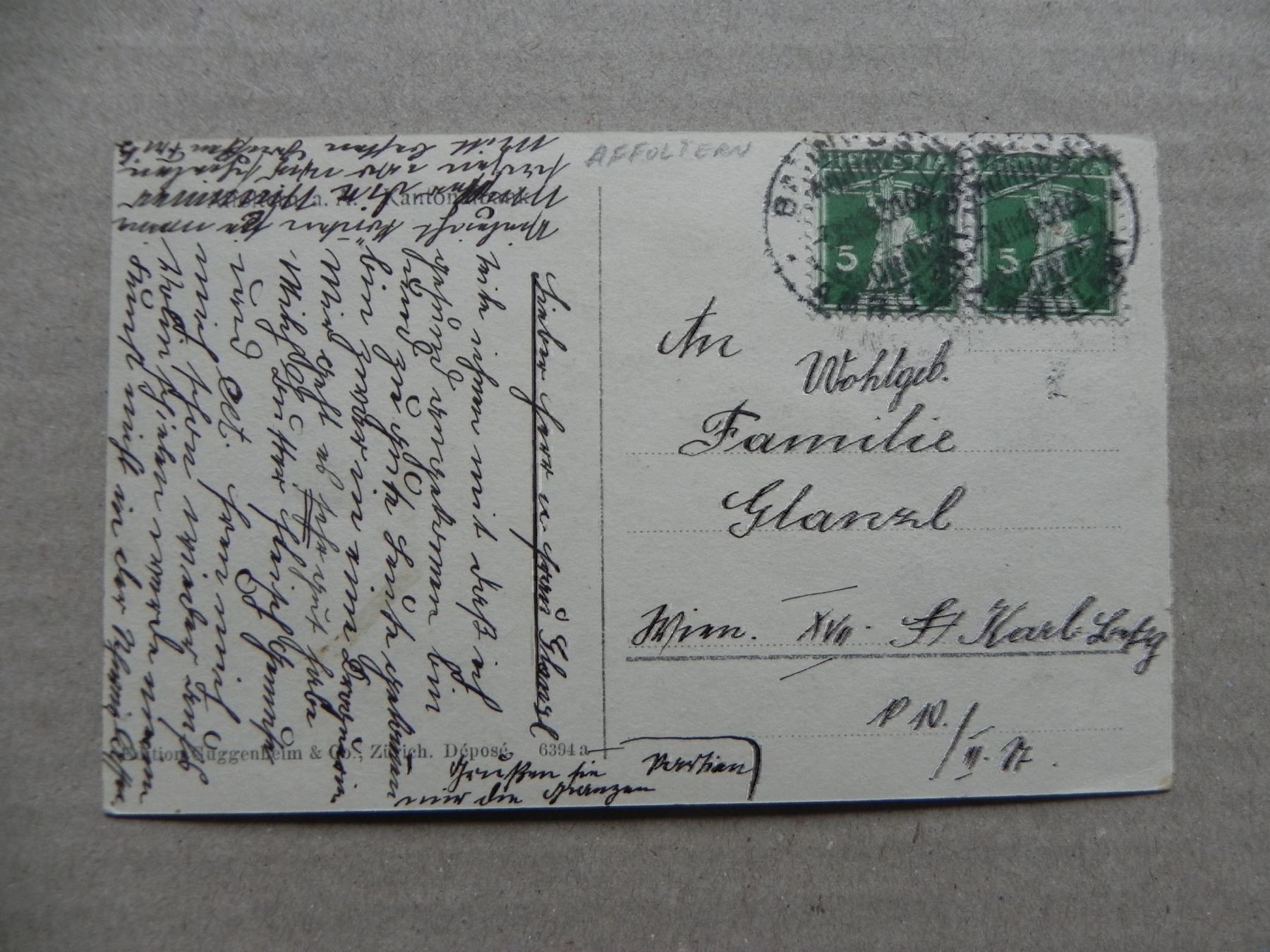 Ansichtskarten: Ansichtskarte Affoltern a/A ZH Bank 1919 – Gebraucht aus Siebnen von krimsie 1