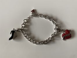 Guess Armband silberfarben Herz Schuhe Anhänger Damenschmuck