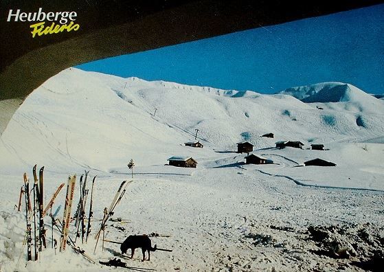 Ansichtskarten: FIDERIS Ski- und Berghaus Heuberge, Skilift – Gebraucht aus Jona von philajona