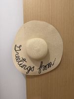 Sommerhut mit Stickerei, Greetings from..., Strandhut!