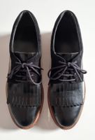 Navyboot Oxford Schnürer Fransen Gr. 37 Leder schwarz