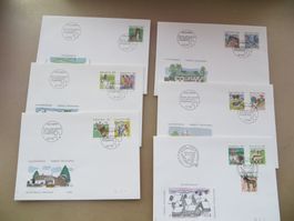 6 Briefe FDC Tiere I+II (Satz) 1990–95