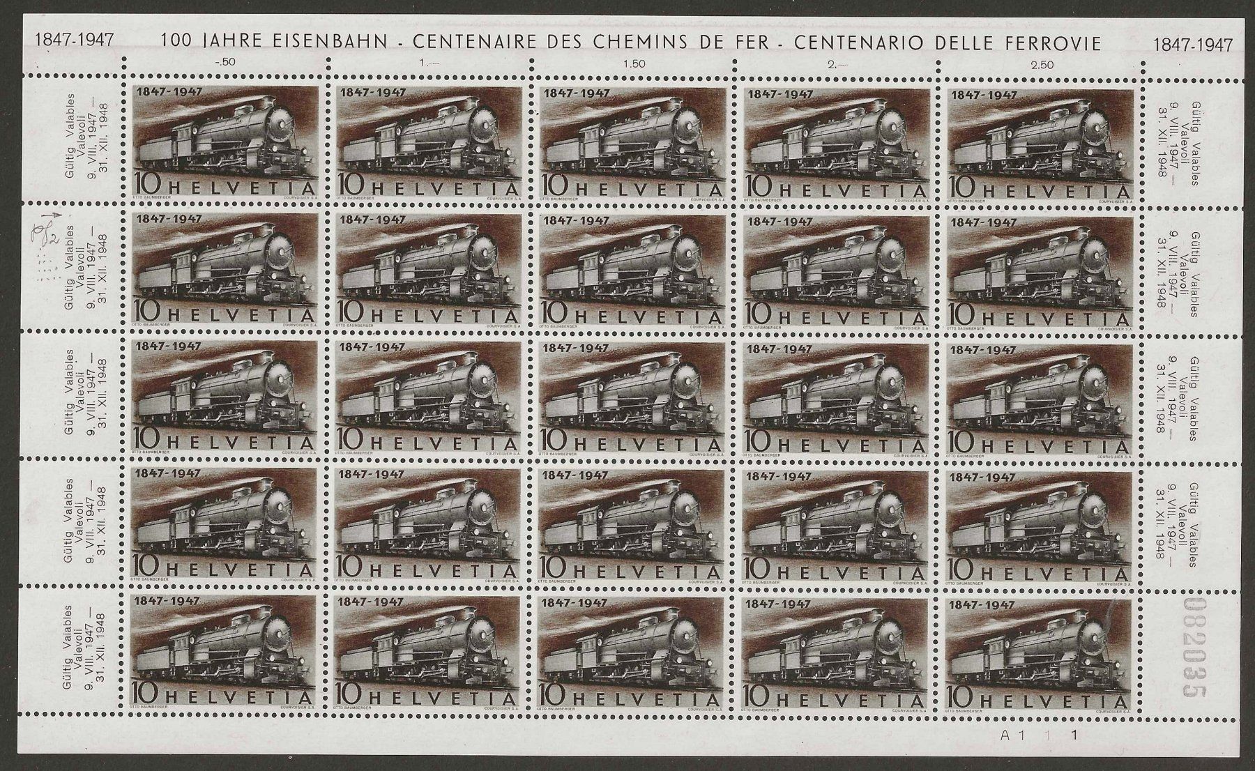 Alle Briefmarken: 1947 : Nr. 277 - 280 im Bogen, postfrisch ** KP 400.-- – Neu (gemäss Beschreibung) aus Gümligen von Geniusbuy 2