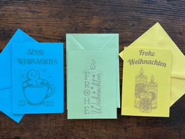 Set von 3 Weihnachtskarten mit Umschlägen